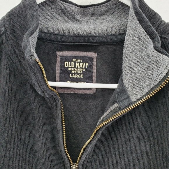 OLD NAVY Sweater Men's Long Sleeve 1/4 Zip Knit Pullover Black Large - Picture 7 of 11